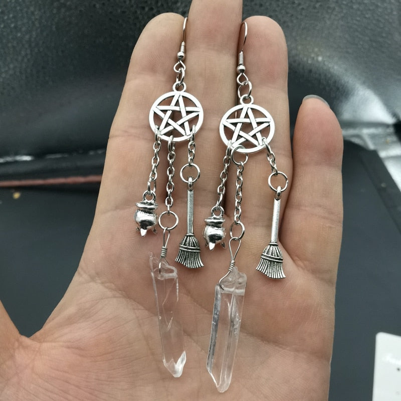 Crystal Pentagram Earrings