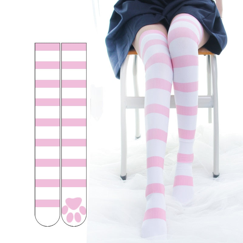 Striped Pawprint Socks