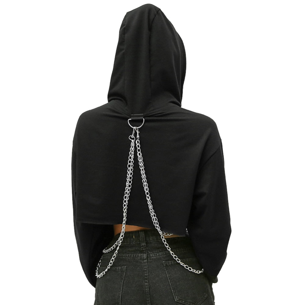 Cropped Hoodie with Chains