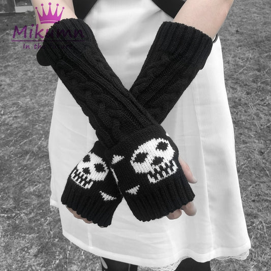 Skull Fingerless Gloves
