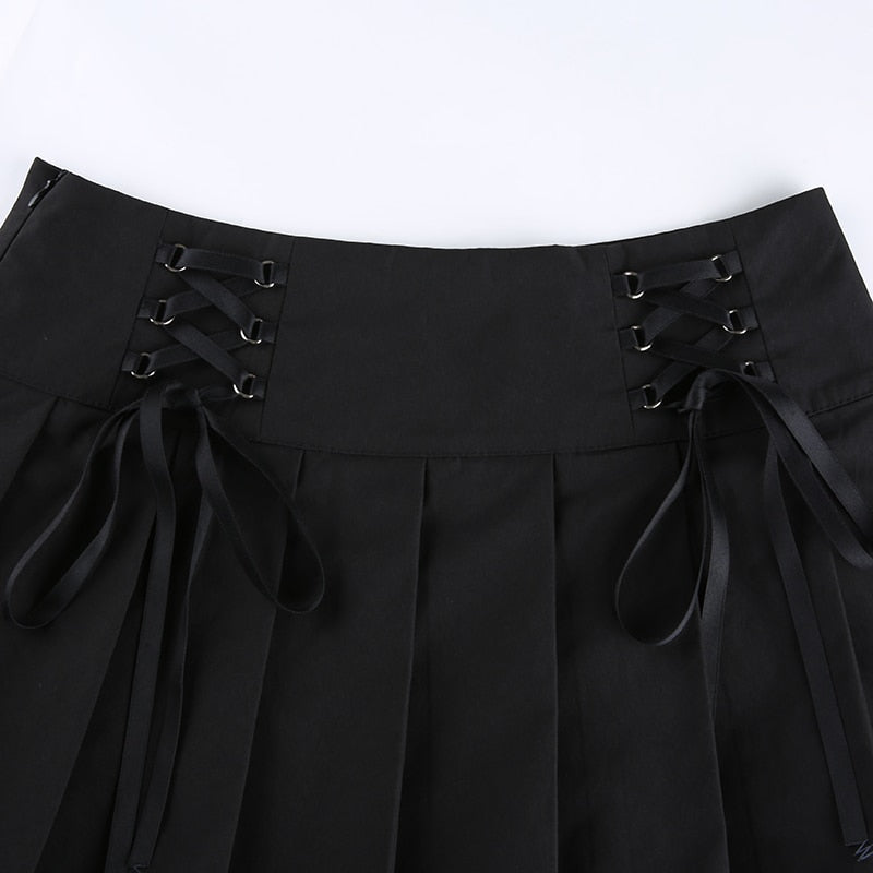 Pleated Lace Up Skirts